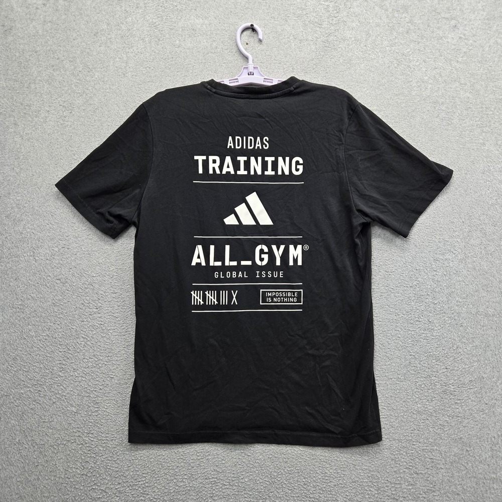 Adidas Men Shirt L Black Graphic Activewear Short Sleeve‎